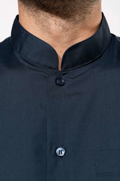 Men's Long-Sleeved Mandarin Collar Shirt - White / M