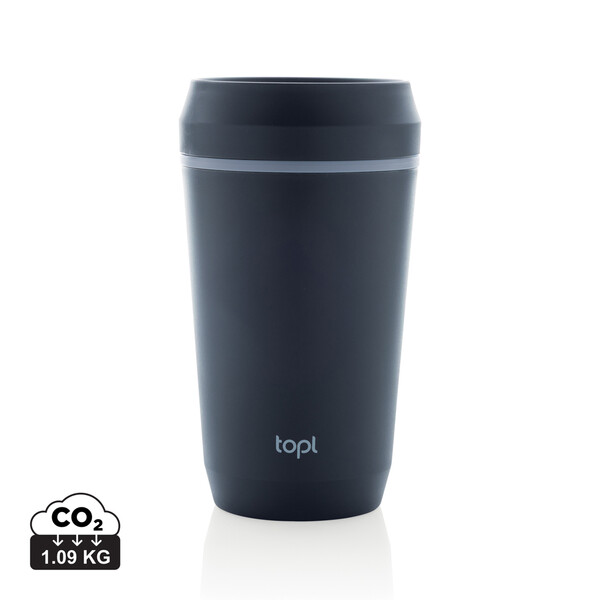 Mug 354 ml avec couvercle 360 en plastique recyclé Topl - Bleu Marine