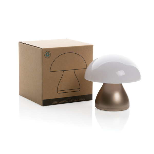Lampe de table rechargeable par USB en plastique RCS Luming - Bronze