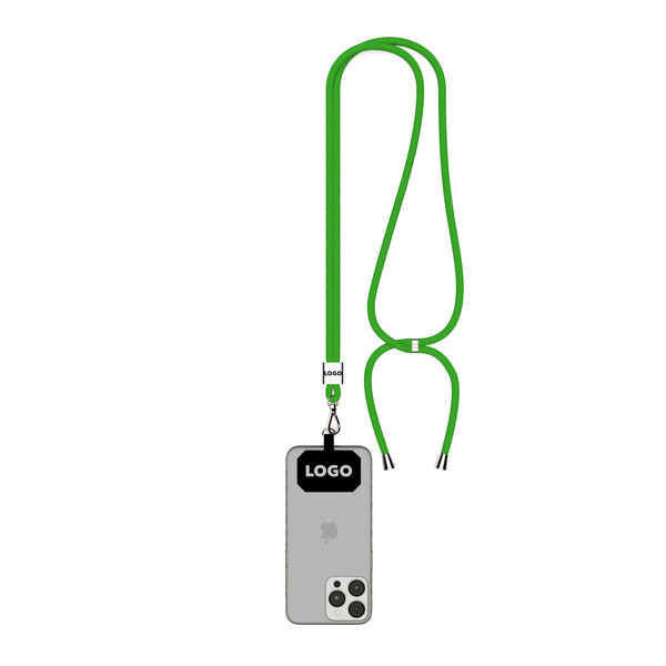 Portacellulare bicolore a tracolla in poliestere riciclato (RPET) - Verde lime brillante / Accessori color argento
