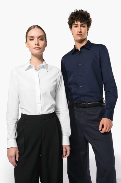 Ladies’ Long-Sleeved Cotton Poplin Shirt - White / L