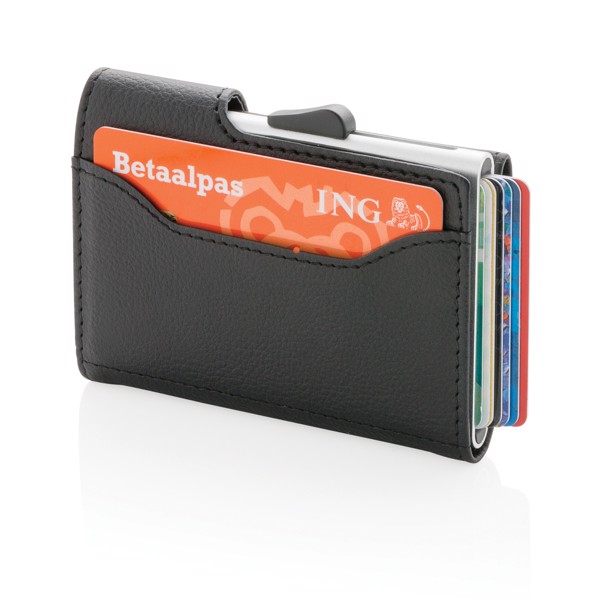 C-Secure RFID denarnica, aluminij, drži 7 kartic - Črna / srebrna