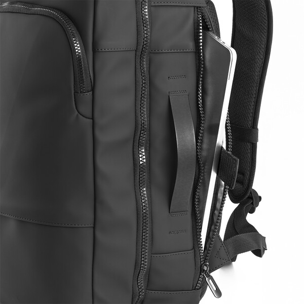 Backpack / Travel Suitcase With Laptop Holder (15) In Soft, Water-Resistant Pu - Black