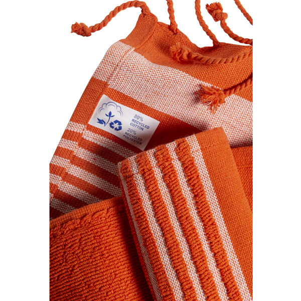 Recycled cotton beach towel, 350 g/m2, 90x170 cm - Orange