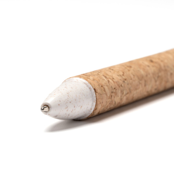 Personalised 4-ink pen in cork and wheat fibre with retractable button