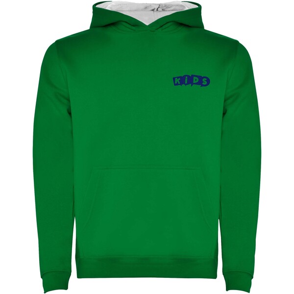 Felpa con cappuccio da bambino da 280 g/m² Urban - Verde kelly / Bianco / 5/6