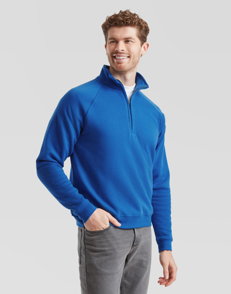 Premium Zip Neck Sweat - White / L