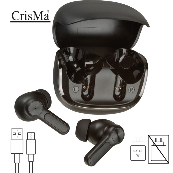 KRISTEN CrisMa bluetooth fülhallgató töltőtokban - Black
