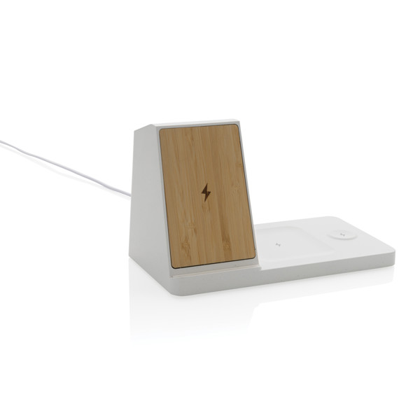 XD - Ontario recycled plastic & bamboo 3-in-1 wireless charger