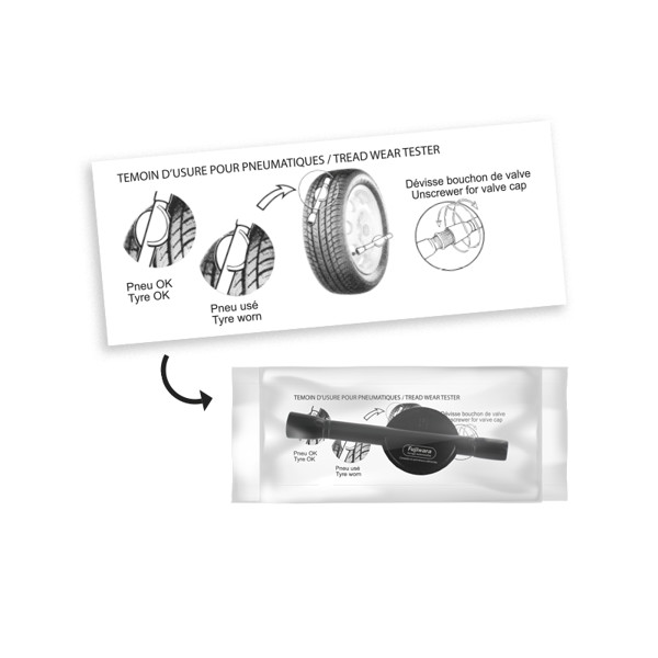 TYRE TREAD DEPTH GAUGE, INDIVIDUALLY WRAPPED WITH INSTRUCTION LEAFLET - Blanc / 