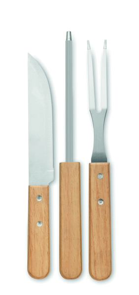 Tooldera BBQ Set Stainless Steel, Wooden Handles