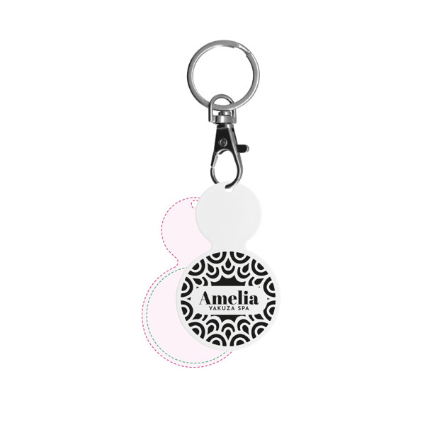 KEY HOLDER CARABINER WITH ROUND SHAPED TOKEN Ø35