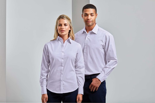Women's Long Sleeve Poplin Blouse - White / XL
