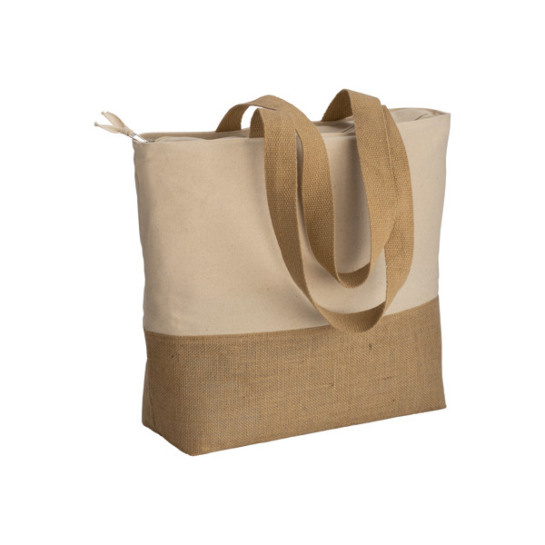 280 G/M2 Cotton Shopping Bag With Jute Base, Long Handles And Gusset