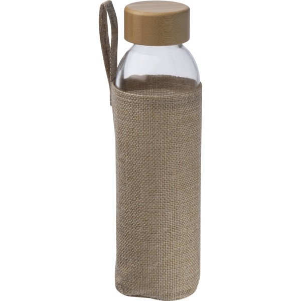 Glass bottle with bamboo lid and Jute cover CARLOTTA - Transparent