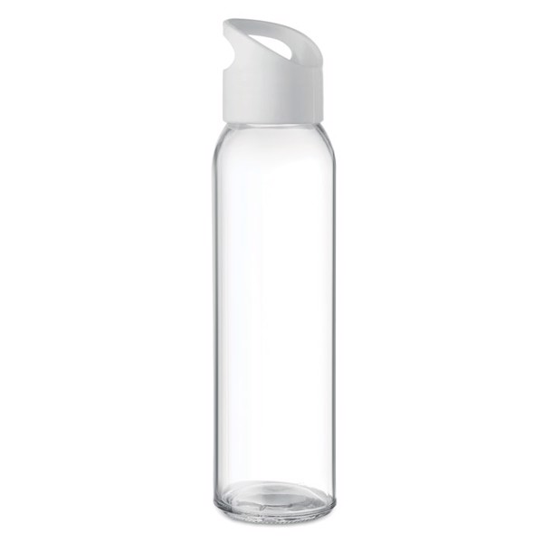 Praga glass bottle,470ml,PP lid,leak free - White