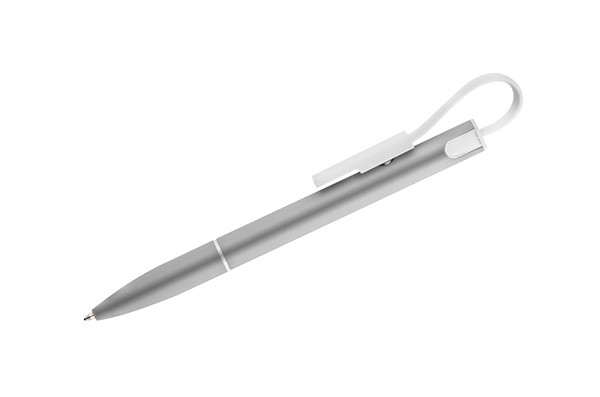 Ball pen with USB cable CHARGE - grey