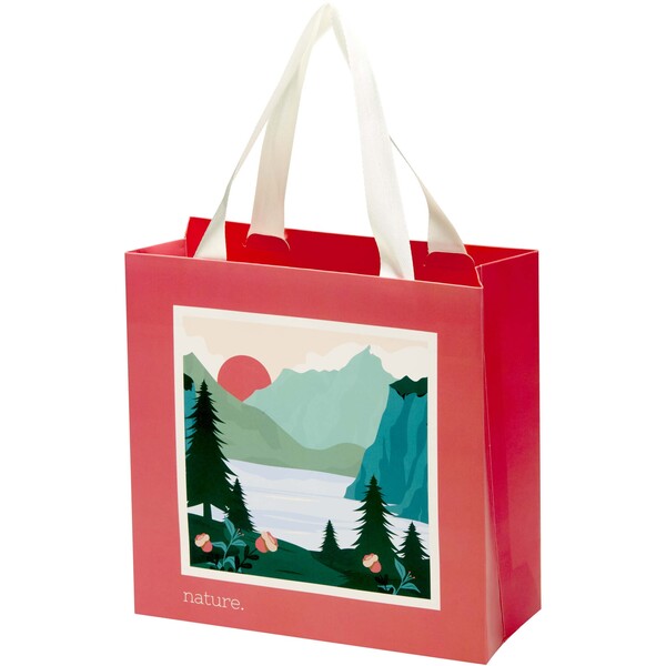 Smartfold 230 g/m2 paper bag with ribbon handles and gloss lamination -  24 x 10 x 24 cm - White