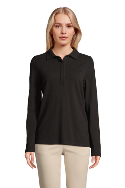 Polo Feminino de Manga Comprida - Neoblu Owen Lsl Women - Preto sólido 