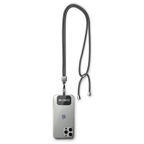 Crossbody, trendy 2-tone cord phone holder made of polyester - Midnight Blue / Silver accessories