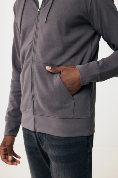 Mikina na zips s kapucňou Iqoniq Abisko z recykl. bavlny - Antracitová / XXL