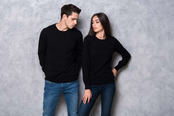 Ladies’ Crew Neck Fine Gauge Cotton Pullover - Light Melange Grey / L