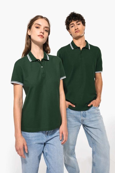 MUŠKA POLO MAJICA KRATKIH RUKAVOVA S KONTRASTNIM OBRUČKOM - Bijela / Crna / 2XL
