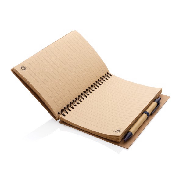 Kraft spiral notebook with pen - Blue