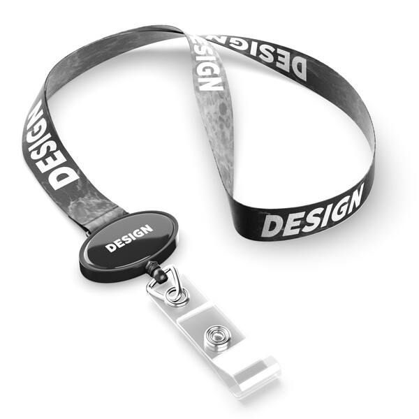 Polyester sublimation lanyard with oval logo badge reel - 20mm width