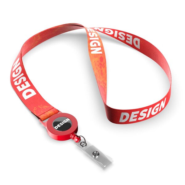 Lanyard de poliéster sublimado - A todo color / Rojo fuego / 15mm width