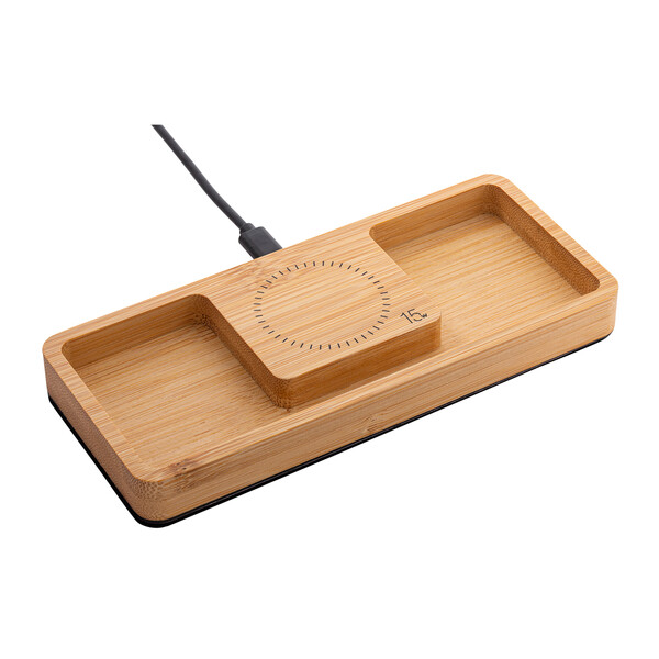 Organisateur de bureau avec chargeur sans fil BAMBOOCHARGE / 15 Watt