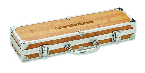 Tooldera BBQ Set Stainless Steel, Wooden Handles