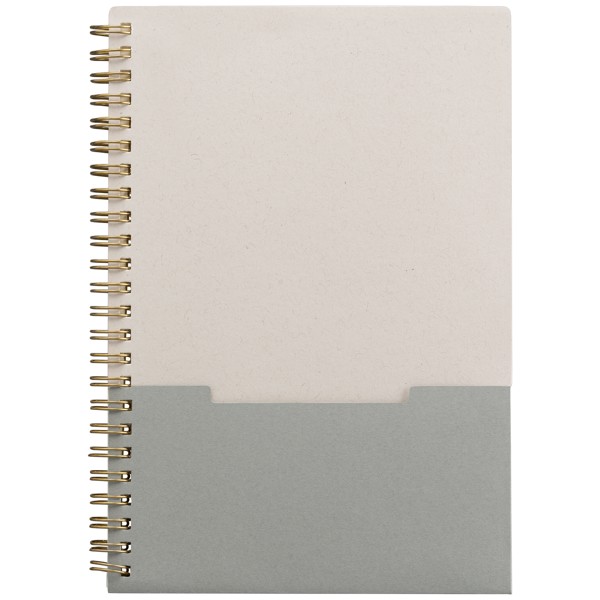 Lino FSC Paper Spiral Binding Vertical Pocket Notebook - A5 - Grey / Silkscreen
