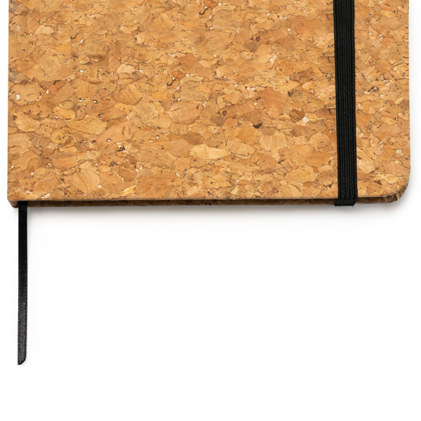 Bloc de notas A5 personalizado de corcho natural con banda elástica y marcapáginas
