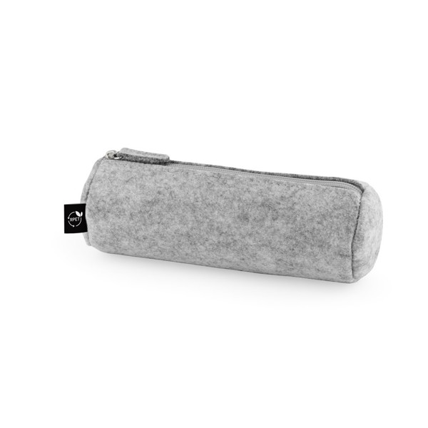 NOMAD. Multi-purpose case in recycled felt (100% rPET) with ruler, pencils, rubber and sharpener - Light Grey
