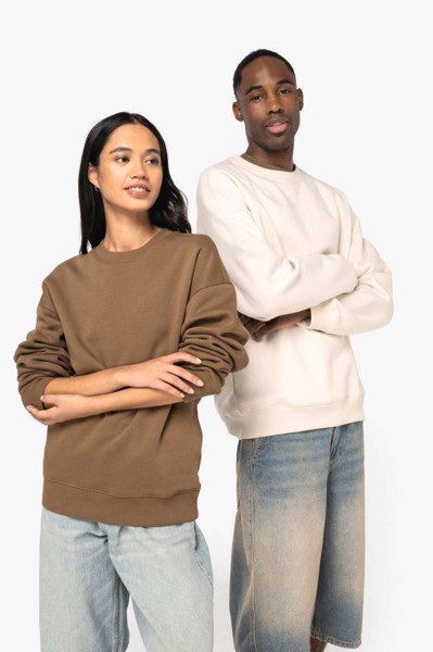 Unisex Eco-Friendly Oversized Crew Neck Sweatshirt - Ivory / 3XL