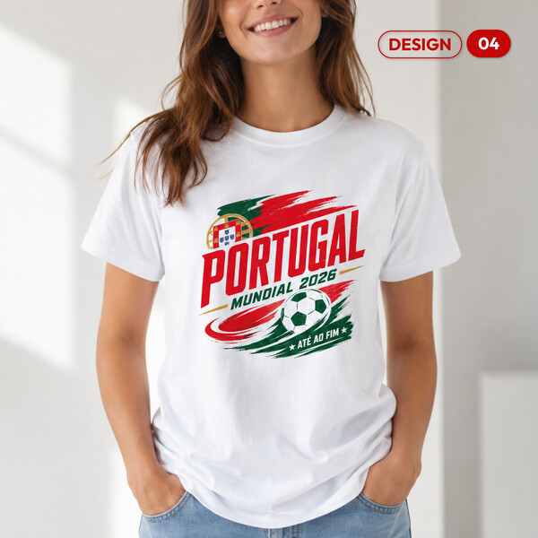 T-shirt de Algodão Branca c/ Grafismo de Portugal - Design 04