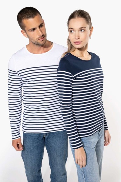 Ladies’ Long-Sleeved Breton Stripe Top - S