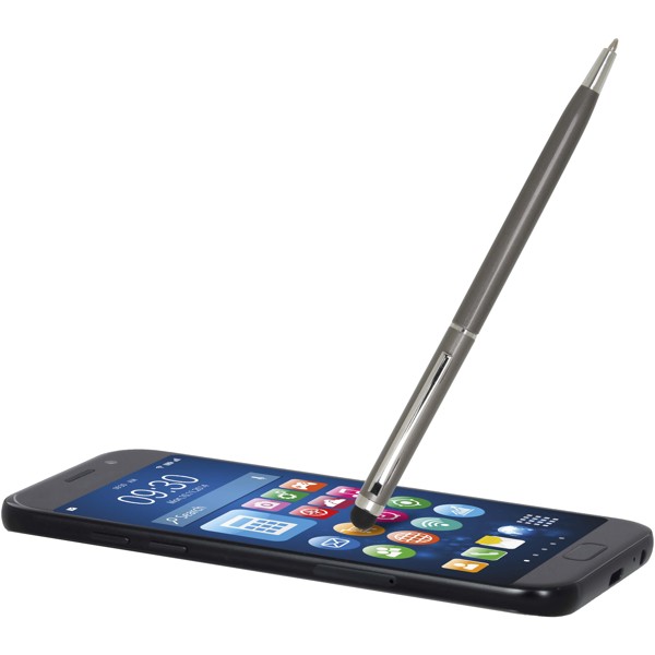 Ore aluminium balpen met stylus (blauwe inkt) - Titanium