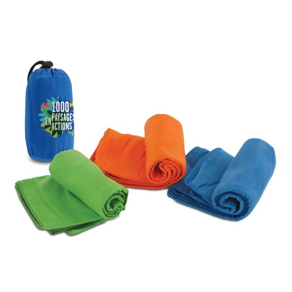 SERVIETTE EN MICROFIBRE AVEC SON POCHON - Orange