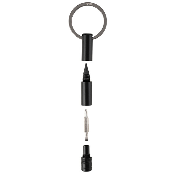 Key ring with endless pen and screwdriver PORTO TOOL - black
