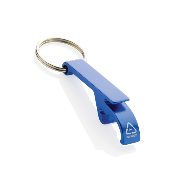 Porte-clés décapsuleur en aluminium recyclé RCS - Bleu