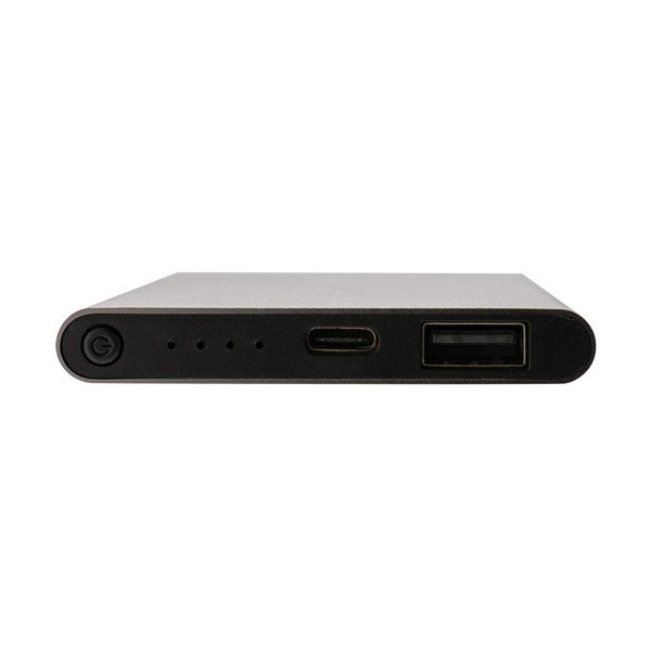 Powerbanka 4000mAh s USB C z RCS recykl. plastu a hliníka - Antracitová