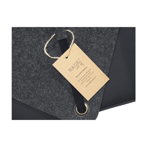 Recycled Felt & Apple Leather Laptop Sleeve 14" - Black