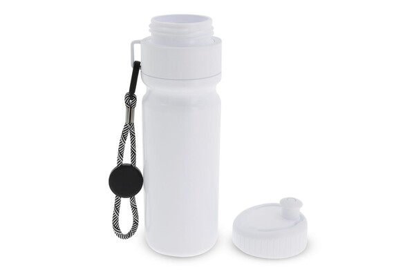 Bidon de sport avec bord et cordon 750ml - Blanc / Blanc