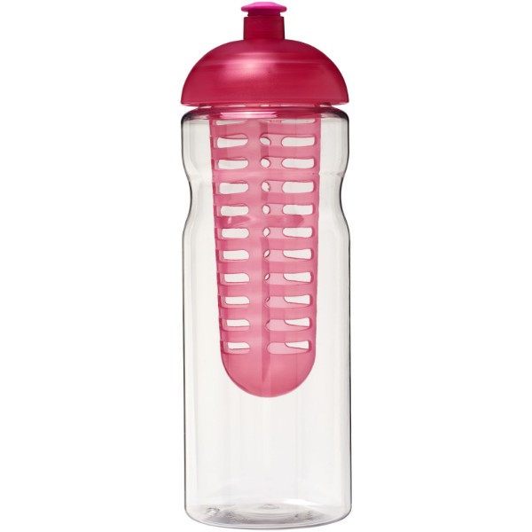 Bidon H2O Base® z wypukłym wieczkiem o pojemności 650 ml z możliwością przyrządzania wody smakowej - Przezroczysty / Różowy