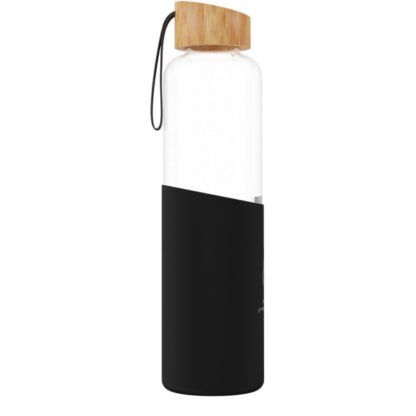SCX.design D21 550 ml borosilicate glass bottle with recycled silicone sleeve and bamboo lid