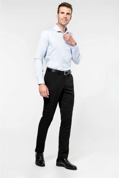 Men's Long-Sleeved Twill Shirt - White / L