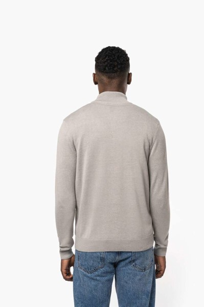 Men's Zip Neck Jumper - Grey Melange / XL