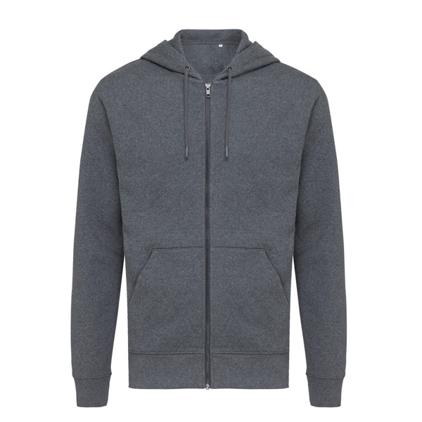 Iqoniq Abisko Zip-Kapuzenpullover aus recycelter Baumwolle - Ungefärbtes Anthrazit / XXXL